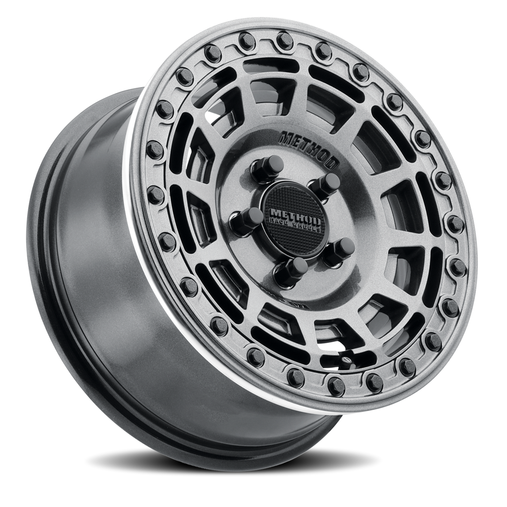 Aluminum Wheels 15x10 MR415 Beadlock UTV Bolt Pattern 5 On 114.3 Offset 25 Lip Size 2.09 Graphite GY Gloss Graphite Ring Method