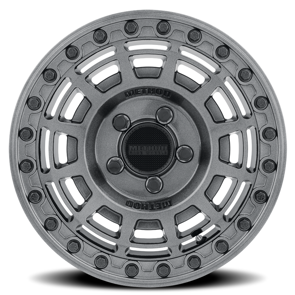 Aluminum Wheels 15x10 MR415 Beadlock UTV Bolt Pattern 5 On 114.3 Offset 25 Lip Size 2.09 Graphite GY Gloss Graphite Ring Method