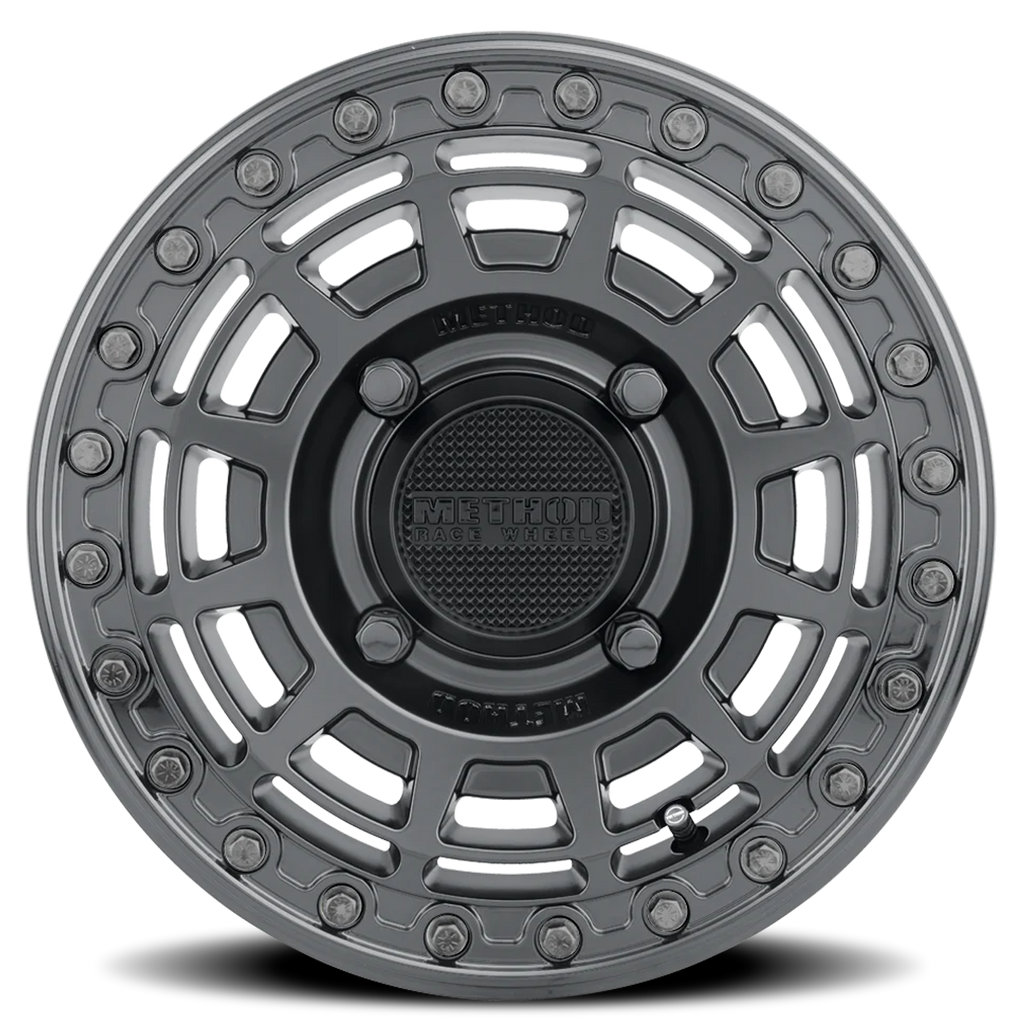 Aluminum Wheels 15x10 MR415 Beadlock UTV Bolt Pattern 4 On 136 Offset 25 Lip Size 2.09 Matte Black MB Gloss Black Ring Method