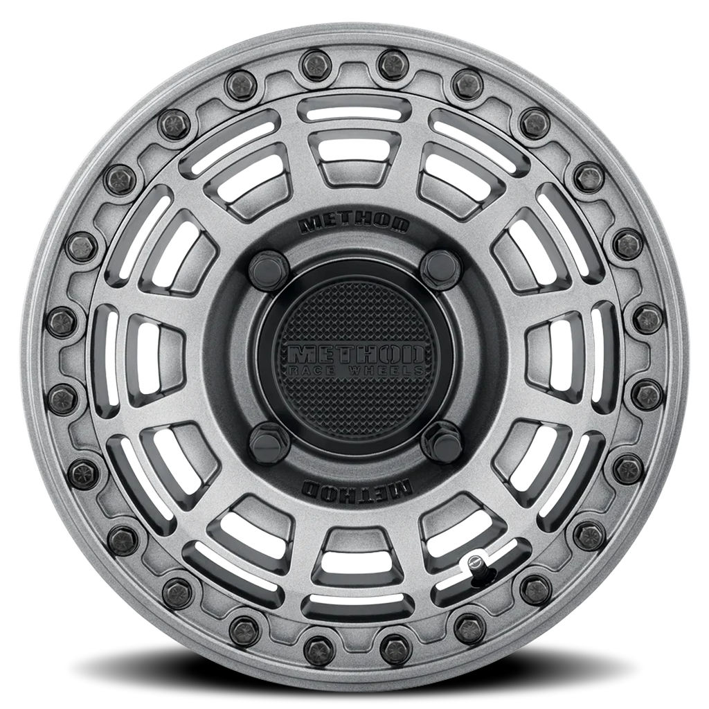 Aluminum Wheels 15x10 MR415 Beadlock UTV Bolt Pattern 4 On 136 Offset 25 Lip Size 2.09 Graphite GY Gloss Graphite Ring Method