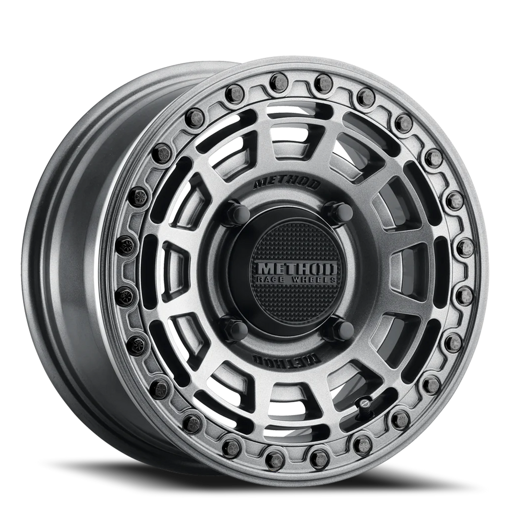Aluminum Wheels 15x7 MR415 Beadlock UTV Bolt Pattern 4 On 156 Offset 38 Lip Size 0 Graphite GY Gloss Graphite Ring Method