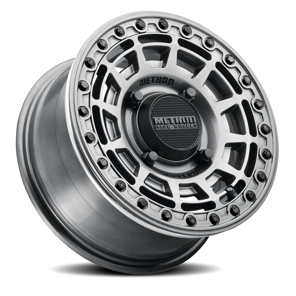 Aluminum Wheels 15x7 MR415 Beadlock UTV Bolt Pattern 4 On 156 Offset 38 Lip Size 0 Graphite GY Gloss Graphite Ring Method
