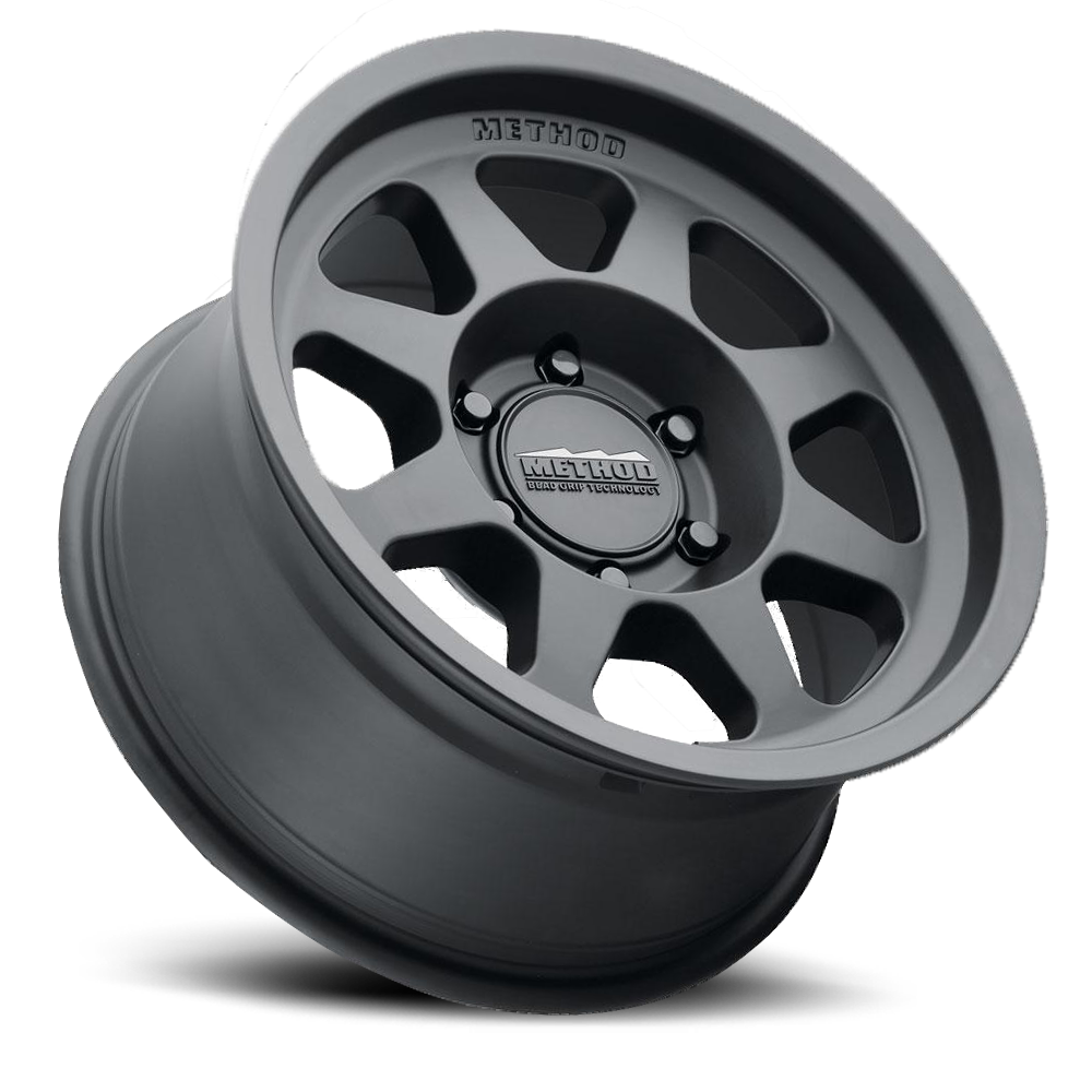 Aluminum Wheels 15x7 Bead Grip MR701 Bolt Pattern 5 On 100 Offset 15 Lip Size 0.91 Matte Black MB Method