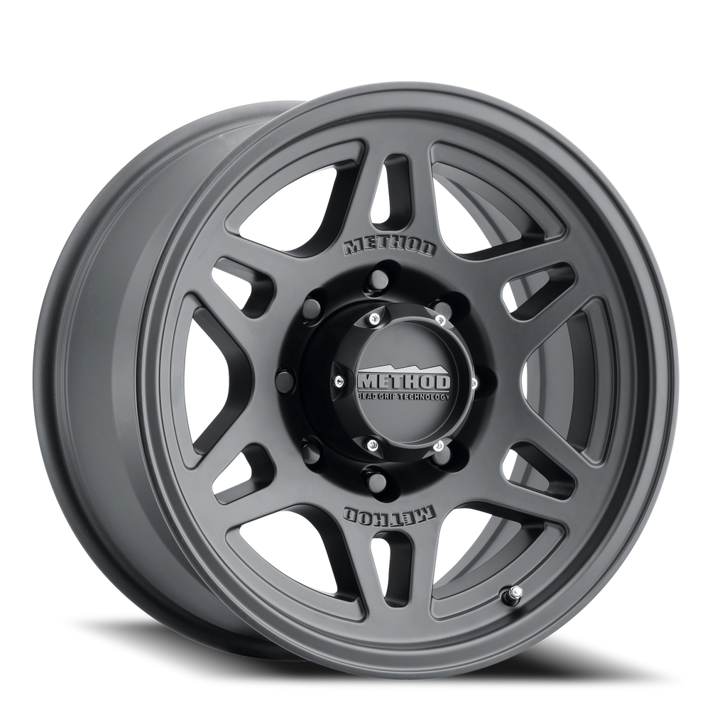 Aluminum Wheels 17x8.5 Bead Grip MR706 Bolt Pattern 8 On 165.1 Offset 0 Black BK Method