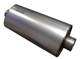 3in. Oval Center/Center Muffler 18in. Long Body . Polished Stainless Steel.