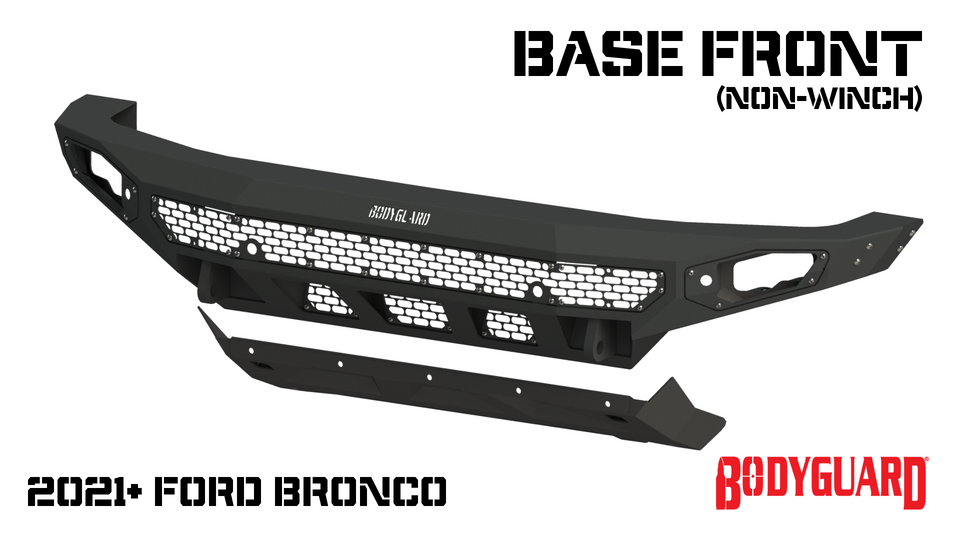 Freedom Front Bumper Base For 2021-2025 Ford Bronco Raptor Only Non Winch Sensor Cutouts Texture Black Powdercoat Bodyguard Bumpers