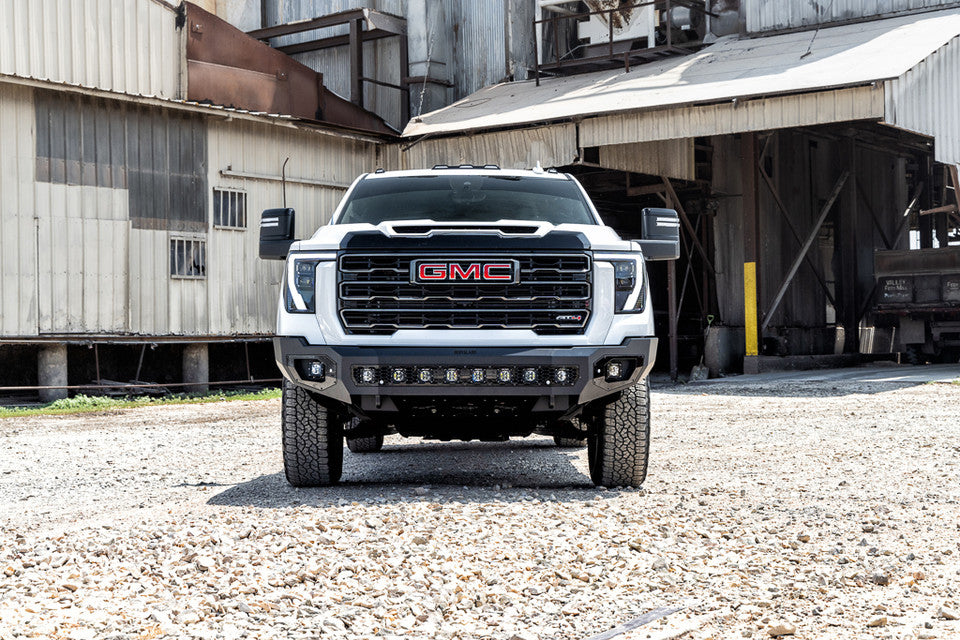 Freedom Front Bumper Base For 2024-2026 Sierra 2500/3500 HD Non-winch Sensor Cutouts Texture Black Powdercoat Bodyguard Bumpers