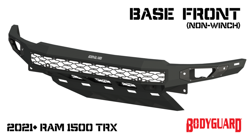Freedom Front Bumper Base For 2021-2024 Ram 1500 TRX Non-winch Sensor Cutouts Texture Black Powdercoat Bodyguard Bumpers