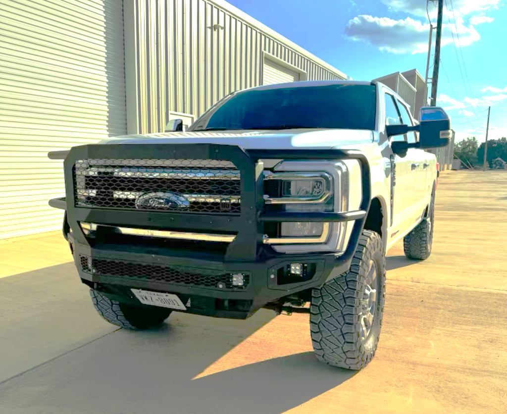 Freedom Front Bumper Extreme For 2023-2026 Ford F250/350 Superduty Non-winch Sensor Cutouts With Mesh Grill With Camera Harness Bare Metal Bodyguard Bumpers