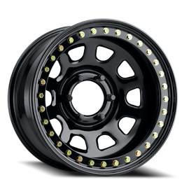 Aluminum Wheels 15x8 Black Daytona RT51 Gloss Black Beadlock -19 Offset 5 on 139.7 Bolt Pattern 107.95 Bore Raceline