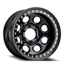 Load image into Gallery viewer, Aluminum Wheels 16x10 Rock 8 RT81 Gloss Black Beadlock Offset 5 on 139.7 Bolt Pattern 107.95 Bore Raceline