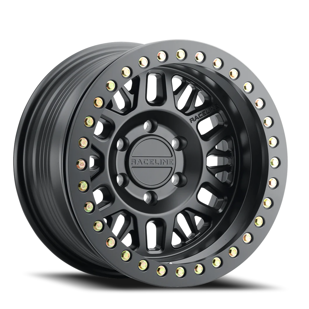Aluminum Wheels 17x9 Ryno Cast Beadlock RT951B Satin Black Black Beadlock Ring -38 Offset 5 on 127 Bolt Pattern 83.82 Bore Raceline