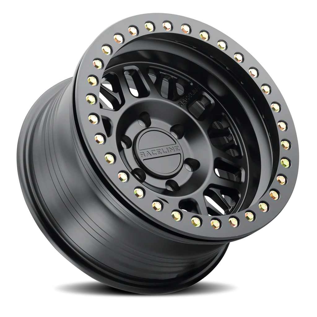 Aluminum Wheels 17x9 Ryno Cast Beadlock RT951B Satin Black Black Beadlock Ring -38 Offset 6 on 139.7 Bolt Pattern 106.1 Bore Raceline