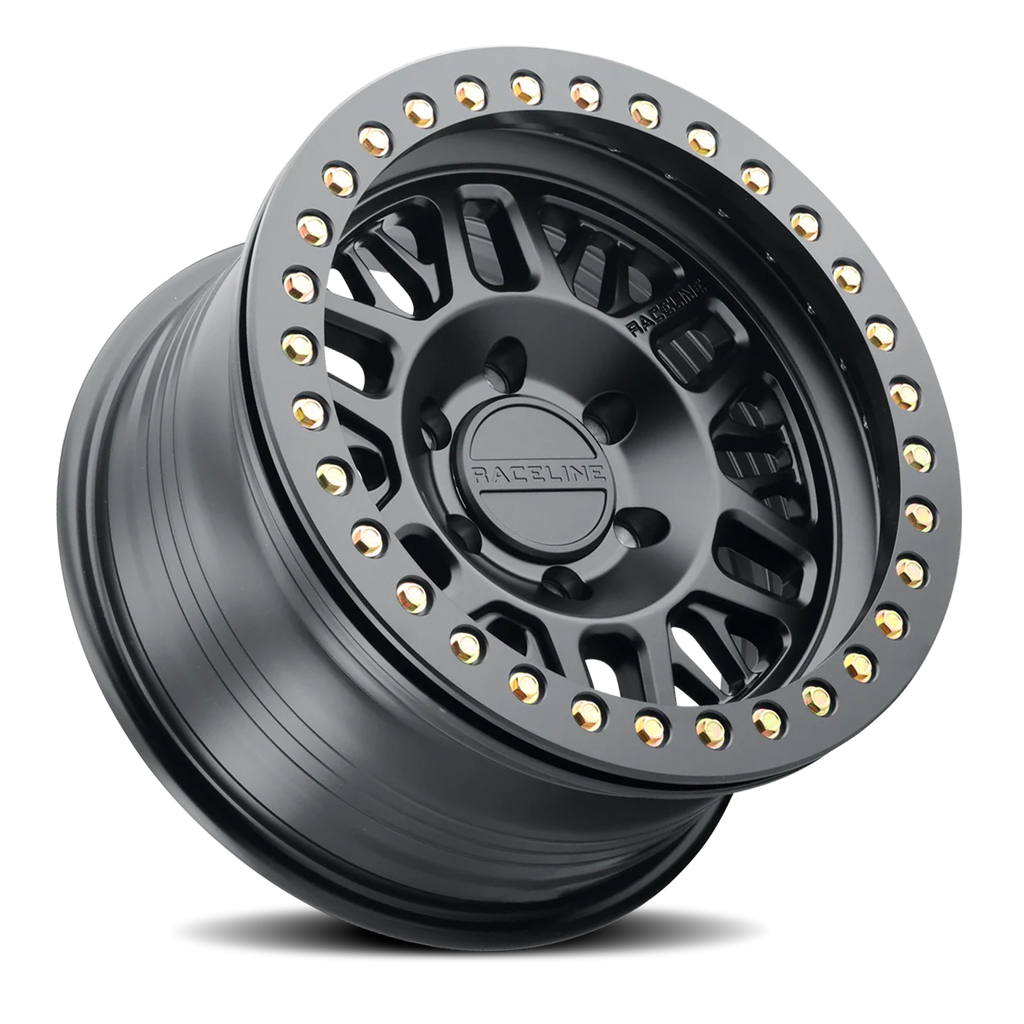Aluminum Wheels 17x9 Ryno Cast Beadlock RT951B Satin Black Black Beadlock Ring -12 Offset 8 on 165.1 Bolt Pattern 130.81 Bore Raceline