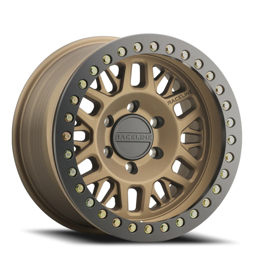 Aluminum Wheels 17x9 Ryno Cast Beadlock RT951BZ Textured Matte Bronze Black Beadlock Ring -12 Offset 8 on 165.1 Bolt Pattern 130.81 Bore Raceline