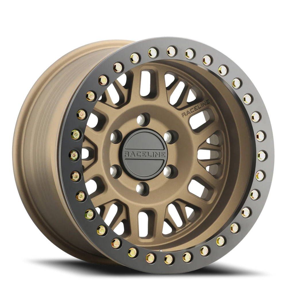 Aluminum Wheels 17x9 Ryno Cast Beadlock RT951BZ Textured Matte Bronze Black Beadlock Ring -38 Offset 8 on 165.1 Bolt Pattern 130.8 Bore Raceline