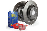 EBC Brakes S4KF1560 Slotted rotors feature a narrow slot to eliminate wind noise.