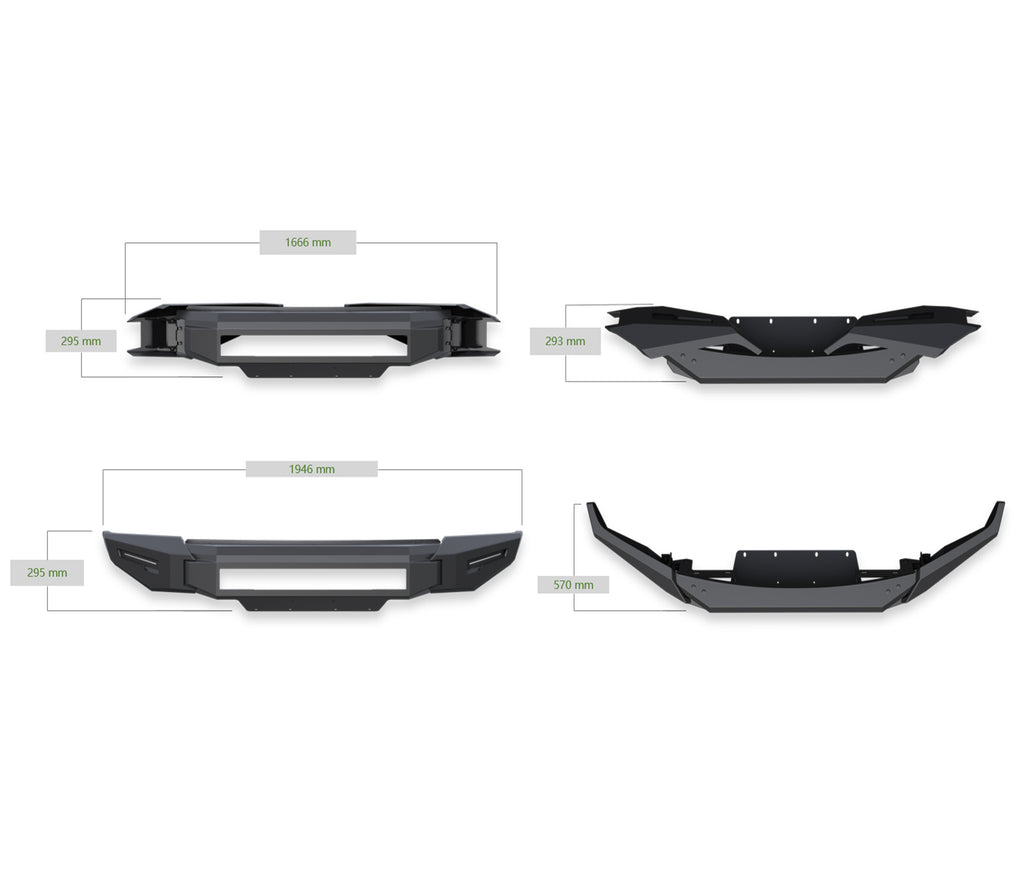 Black Horse Off Road AFB-RA16-BU AFB-RA16 Matte Black Steel Armour II Front Bumper