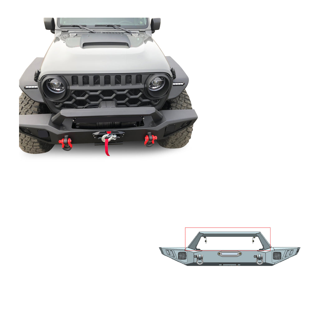 Black Horse Off Road AFB-WR19 Matte Black Steel Armour I Front Bumper