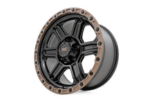 Load image into Gallery viewer, Rough Country 79 Series Wheel | One-Piece | Semi Gloss Black w/Bronze Ring | 18x9 | 6x135 | -12mm