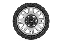 Rough Country 82 Series Wheel | One-Piece | Machined Semi Gloss Black | 18x9 | 6x5.5 | -12mm