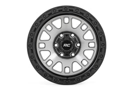 Rough Country 82 Series Wheel | One-Piece | Machined Semi Gloss Black | 17x9 | 6x5.5 | -12mm