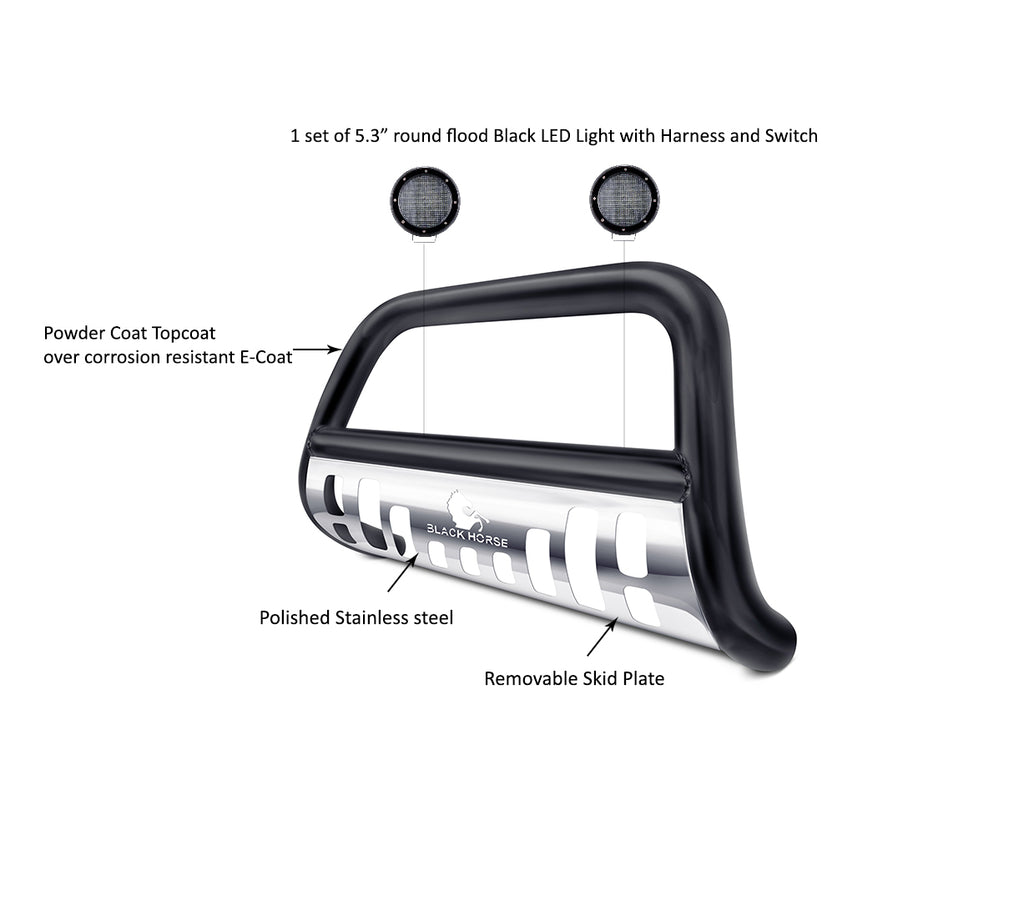 Black Horse Off Road BB093905BS-SP-PLFB Black Steel Skid Plate