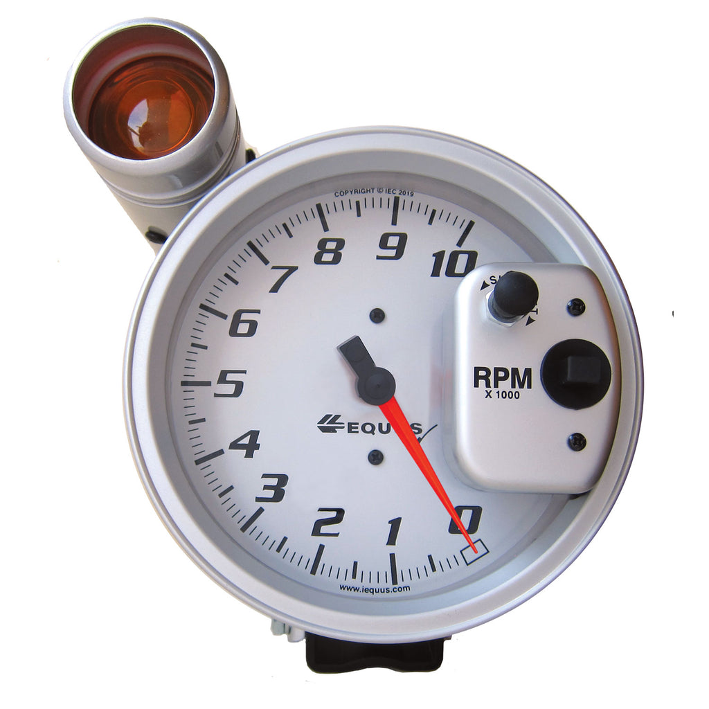 Equus E6081S GAUGE, TACHOMETER, 5", 10K RPM, PEDESTAL W/ EXT. SHIFT-LITE, SILVER, 6000 SERIES