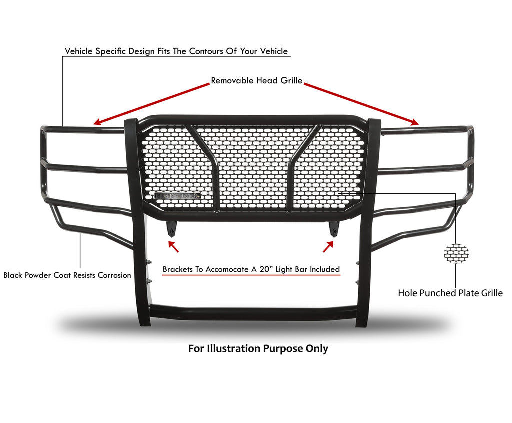 Black Horse Off Road RU-CHSI15-B-KIT RU-CHSI15-B Rugged Heavy Duty Grille Guard Kit