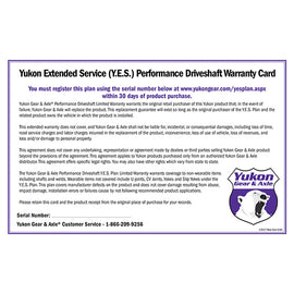 Yukon Gear and Axle YESDS Yukon Gear YESDS Yukon Extended Service plan for Performance Driveshaft