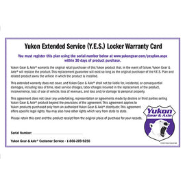 Yukon Gear and Axle YESLOCKER Yukon Gear YESLOCKER Yukon Extended Service plan for Grizzly & Zip Locker.