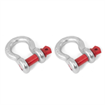 RUGGED RIDGE 11235.03 D-Ring Shackle Kit, 7/8 inch, Silver with Red pin,