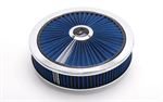 EDELBROCK 43661 A/C 14' ROUND CHROME/BLUE