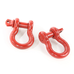 RUGGED RIDGE 11235.08 D-Ring Shackle Kit, 3/4 inch, Red, Steel, Pair